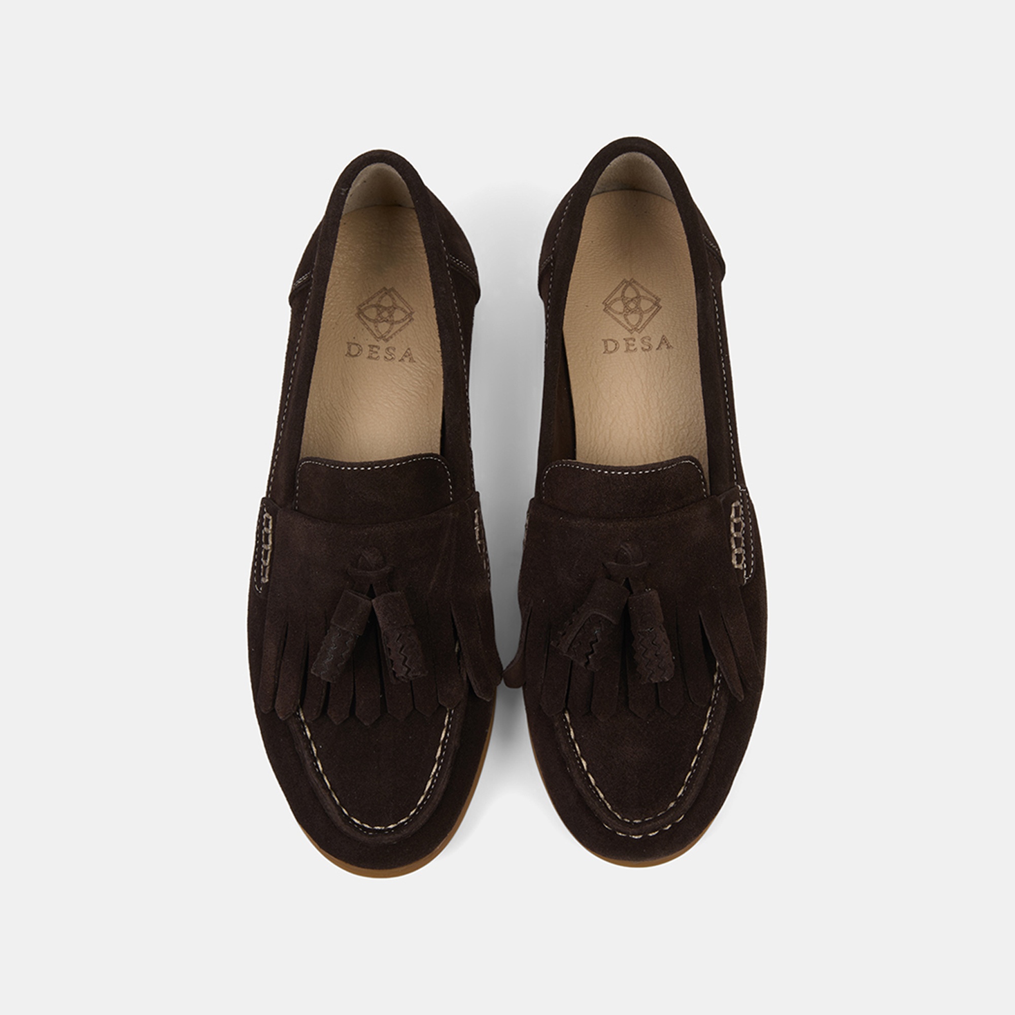 Kadın Kahve Püsküllü Dikiş Detaylı Süet Loafer