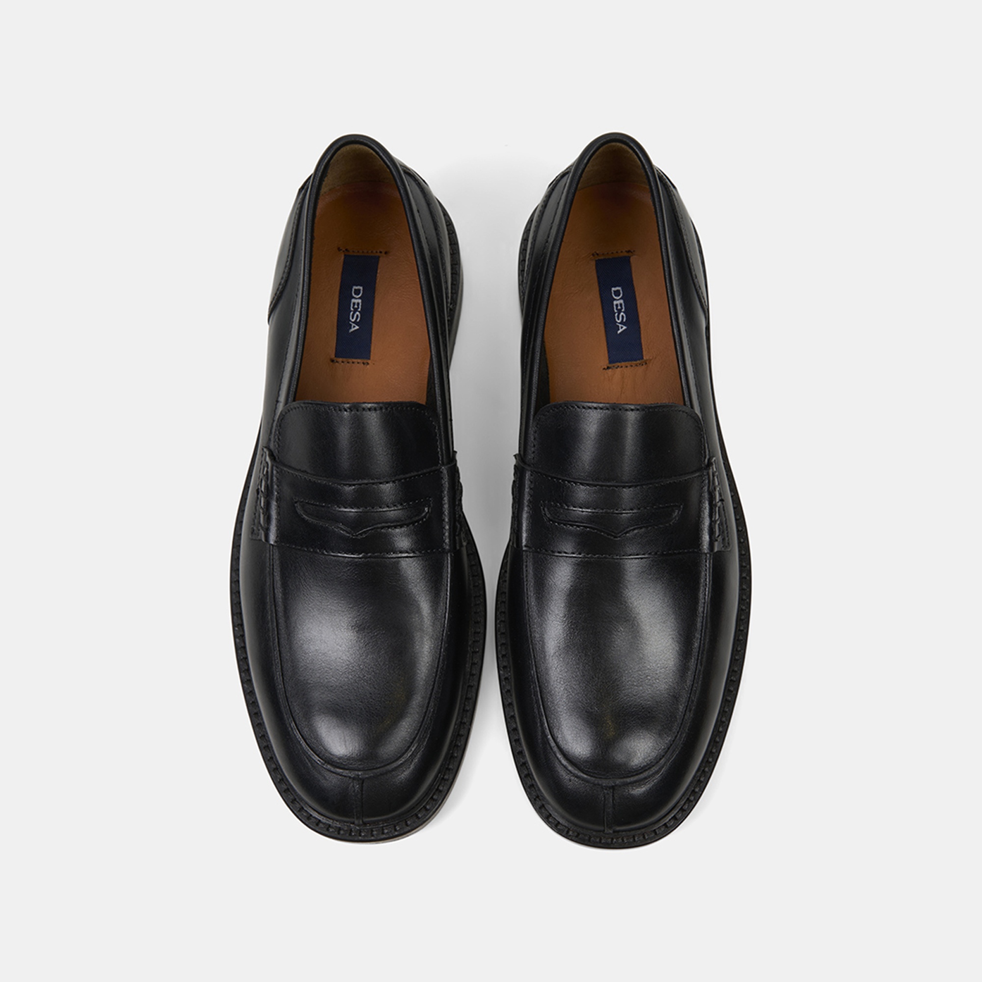 Erkek Siyah Yuvarlak Burun Klasik Deri Loafer