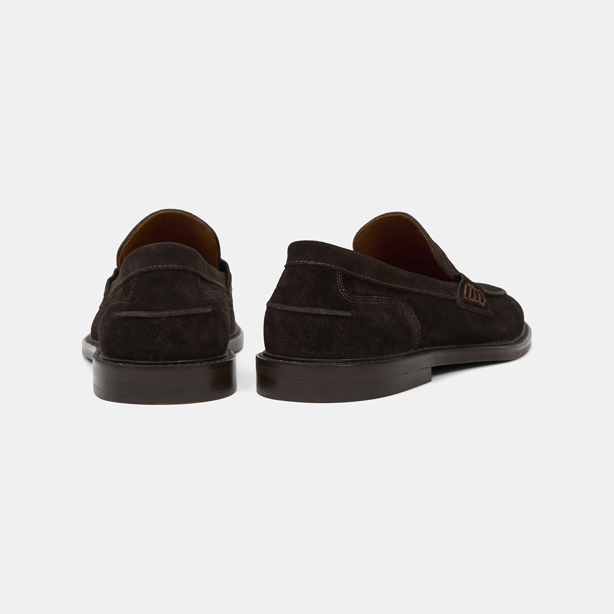 Erkek Kahve Dikiş Detaylı Süet Deri Loafer