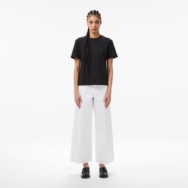  Calvin Klein Interlock Emblem Mock Kadın Siyah T-Shirt