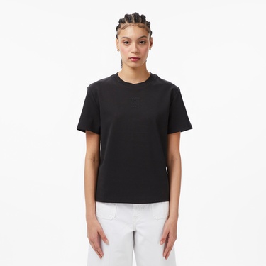  Calvin Klein Interlock Emblem Mock Kadın Siyah T-Shirt