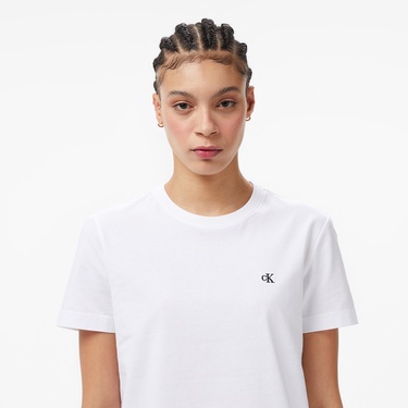  Calvin Klein Monogram Kadın Beyaz T-Shirt