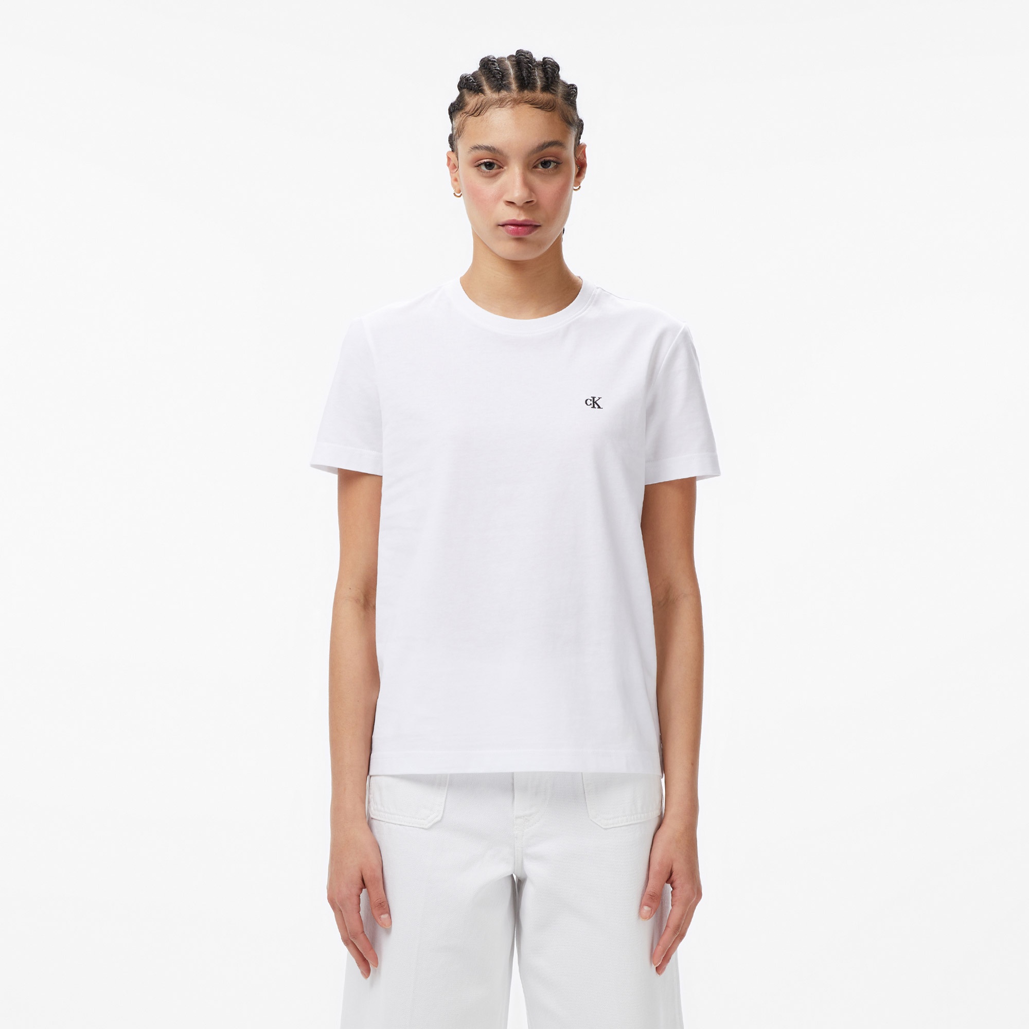 Calvin Klein Monogram Kadın Beyaz T-Shirt