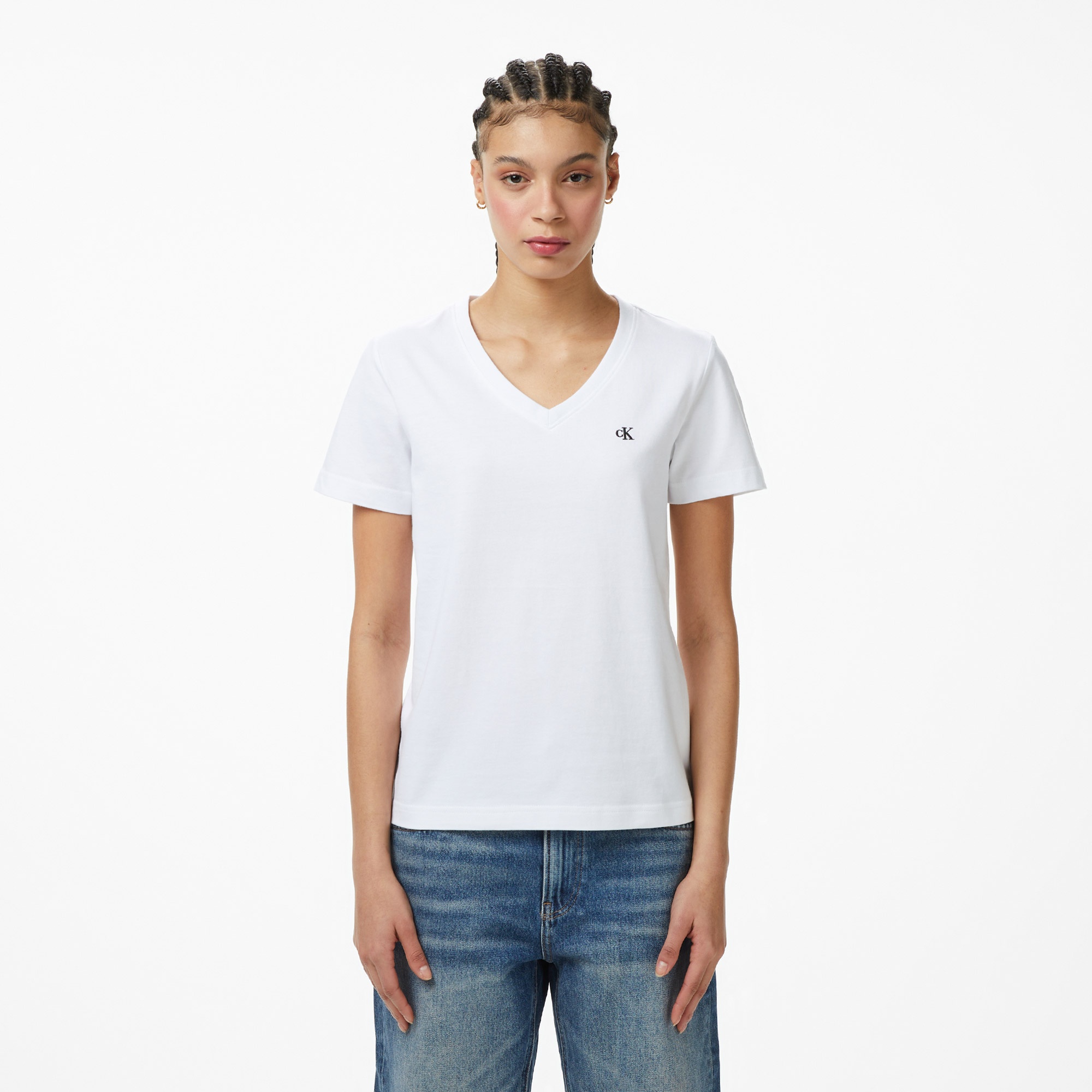 Calvin Klein Monogram Kadın Beyaz T-Shirt