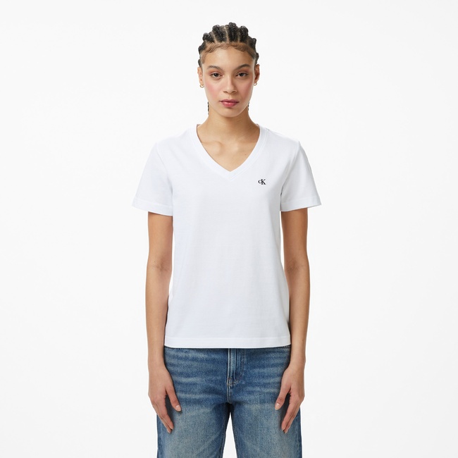  Calvin Klein Monogram Kadın Beyaz T-Shirt