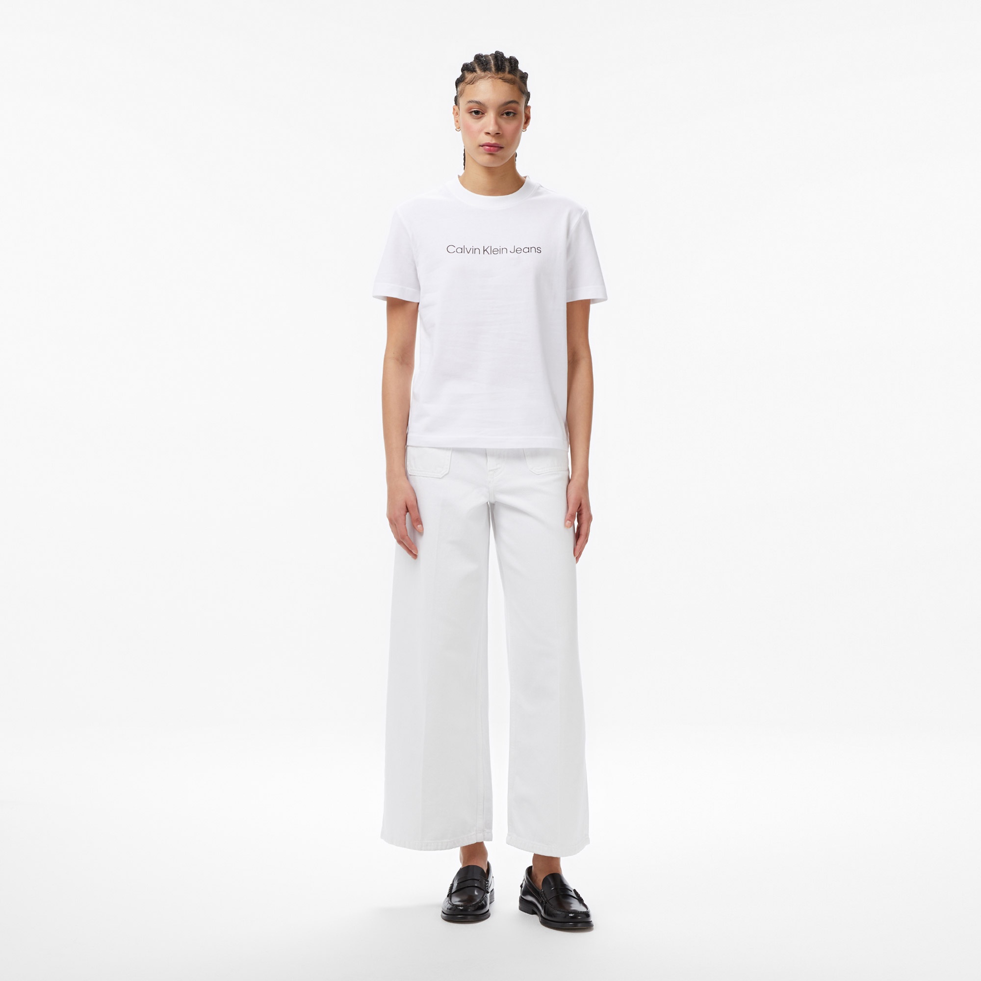 Calvin Klein Logo Classic Kadın Beyaz T-Shirt