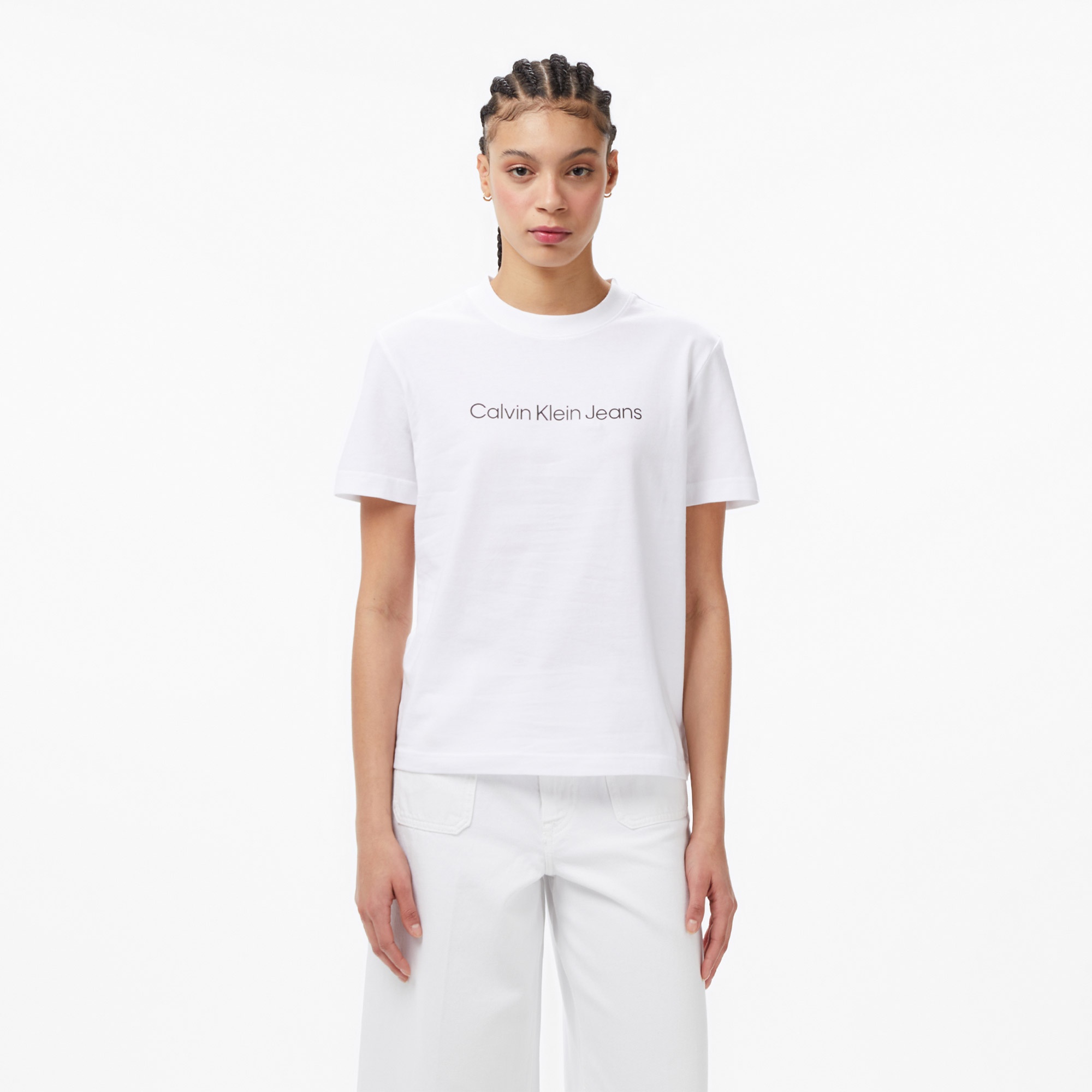 Calvin Klein Logo Classic Kadın Beyaz T-Shirt