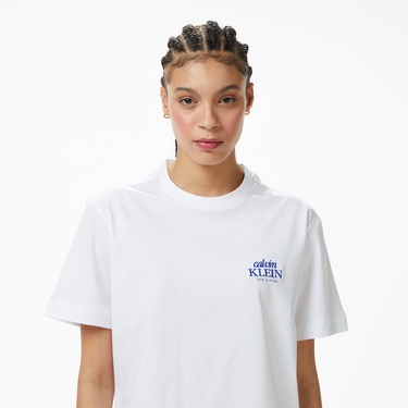  Calvin Klein Boxy Graphic  Kadın Beyaz T-Shirt