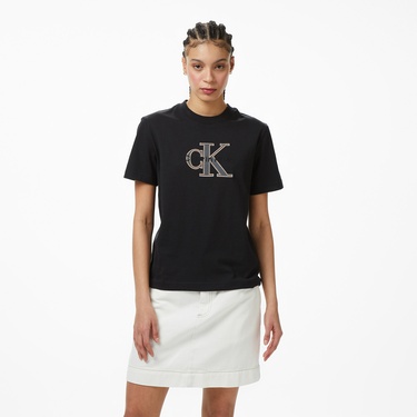  Calvin Klein Hero Classic Monologo Kadın Siyah T-Shirt