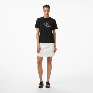  Calvin Klein Hero Classic Monologo Kadın Siyah T-Shirt