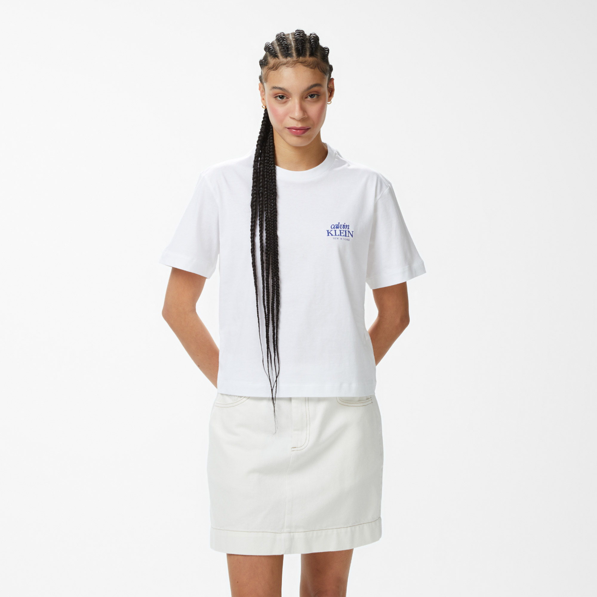  Calvin Klein Boxy Graphic  Kadın Beyaz T-Shirt