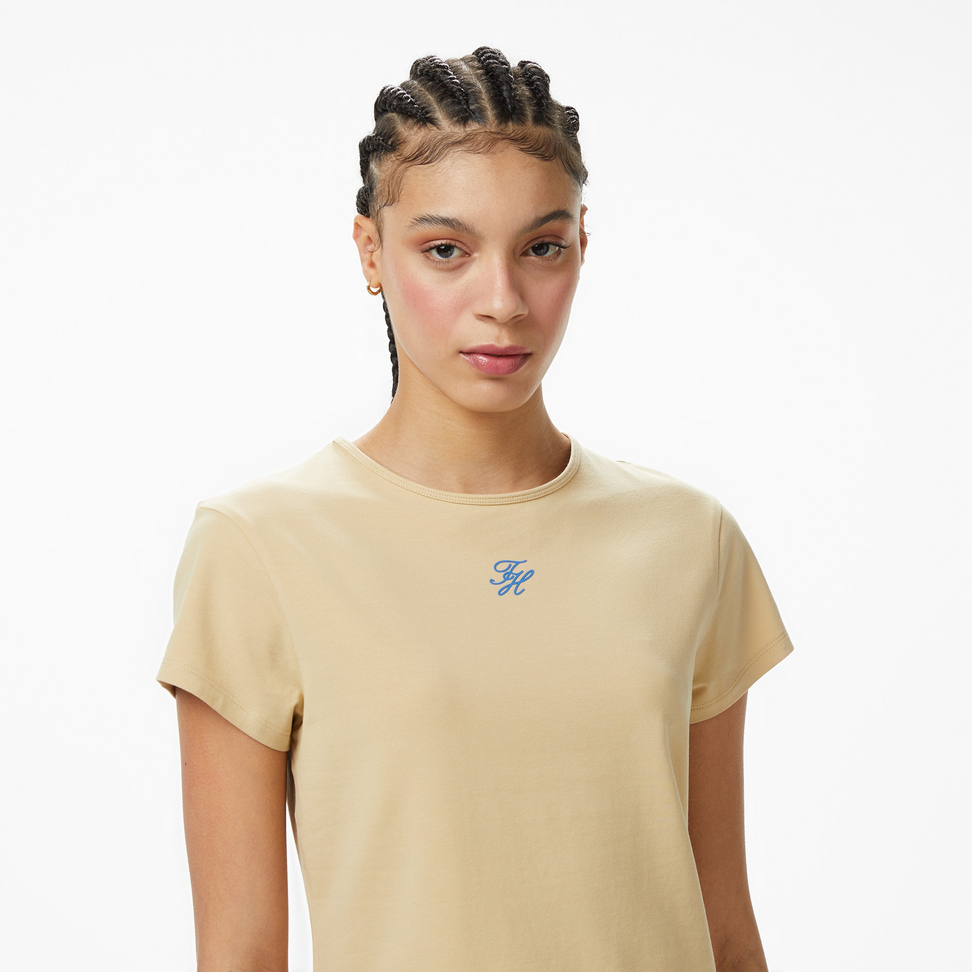 Tommy Hilfiger Emboss Kadın Bej T-Shirt