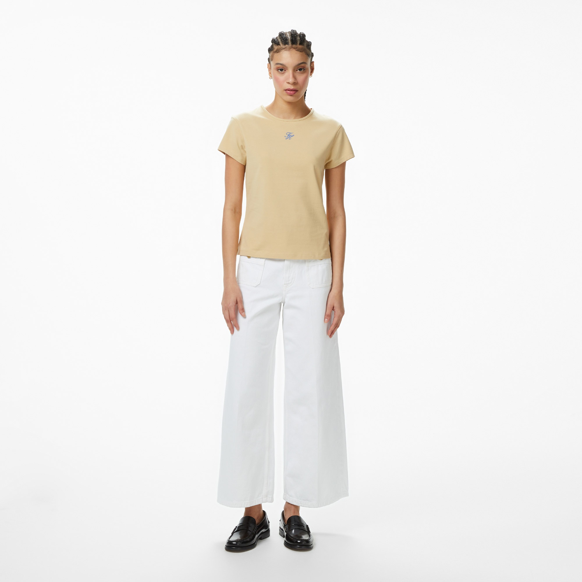 Tommy Hilfiger Emboss Kadın Bej T-Shirt