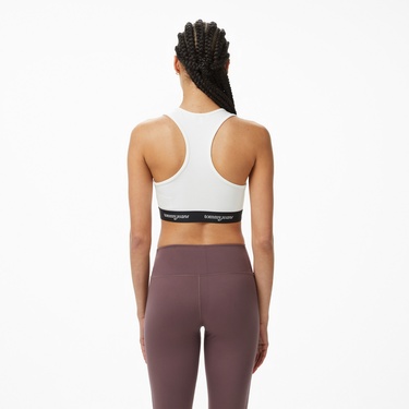  Tommy Hilfiger Logo Tape Kadın Beyaz Crop T-Shirt