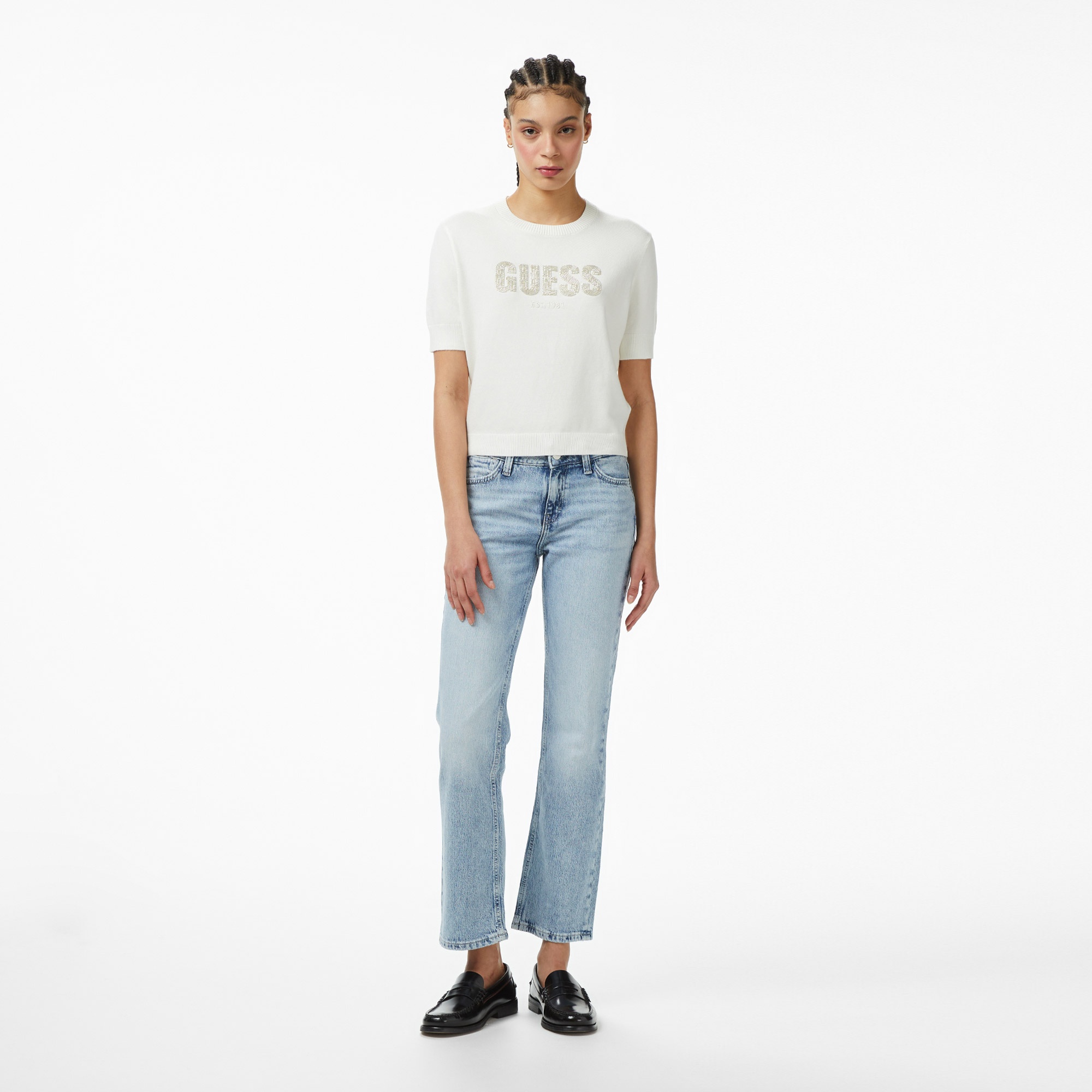 Guess Norah Kadın Beyaz Triko