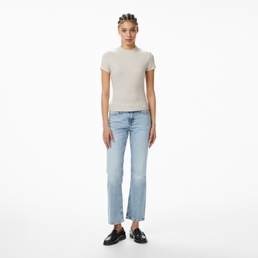  Guess Mock Yün Ipek Karışımlı Top Kadın Mavi T-Shirt