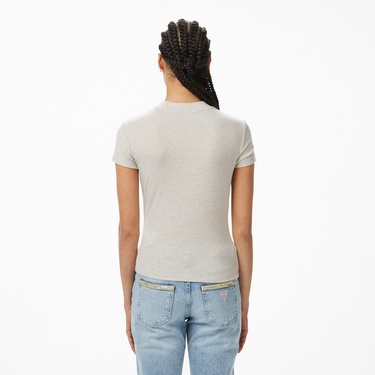  Guess Mock Yün Ipek Karışımlı Top Kadın Mavi T-Shirt