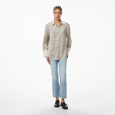  Guess Ls Alexandra Slim Fit Kadın Beyaz Gömlek