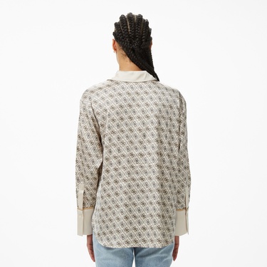  Guess Ls Alexandra Slim Fit Kadın Beyaz Gömlek