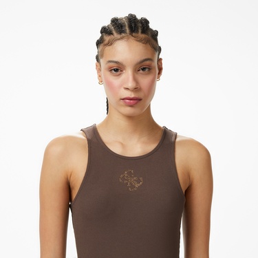  Guess Round Kadın Kahverengi T-Shirt