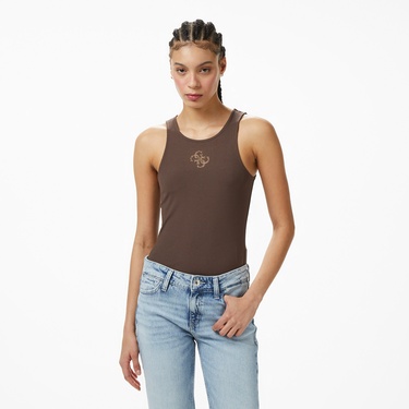  Guess Round Kadın Kahverengi T-Shirt