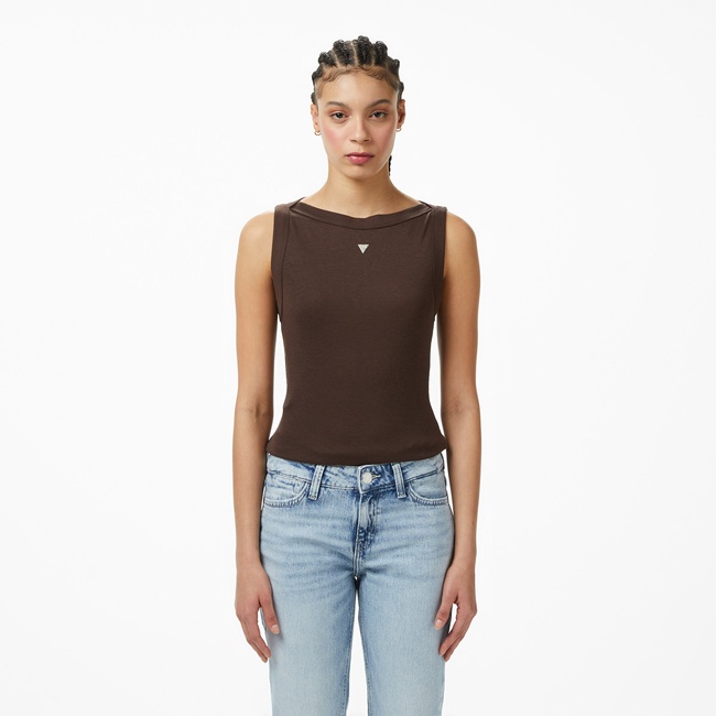  Guess Tina Ipek Karışımlı Kadın Kahverengi T-Shirt