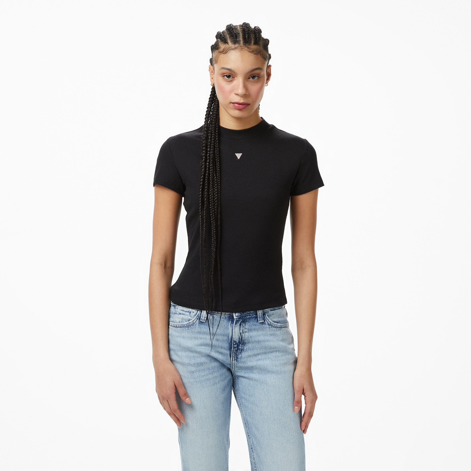 Guess Mock Yün Ipek Karışımlı Kadın Siyah T-Shirt