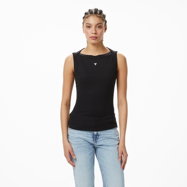  Guess Tina Ipek Karışımlı Kadın Siyah T-Shirt