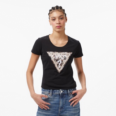  Guess Slim Fit Kadın Siyah T-Shirt