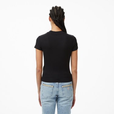  Guess Mock Yün Ipek Karışımlı Kadın Siyah T-Shirt