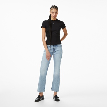  Guess Mock Yün Ipek Karışımlı Kadın Siyah T-Shirt