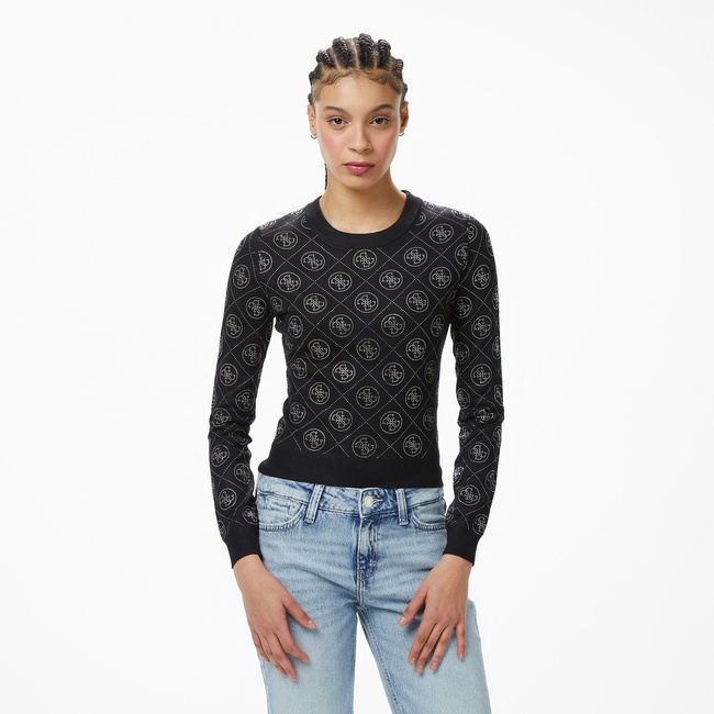  Guess Yarn Yün Karışımlı Kadın Siyah Triko