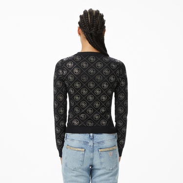  Guess Yarn Yün Karışımlı Kadın Siyah Triko