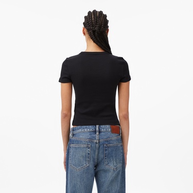  Guess Studs Slim Fit Kadın Siyah T-Shirt