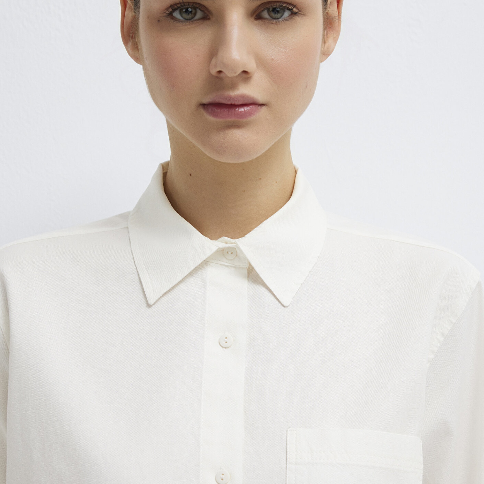 Mavi Ekru Gömlek Loose Fit / Bol Rahat Kesim 1211434-70057