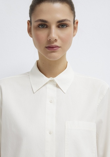  Mavi Ekru Gömlek Loose Fit / Bol Rahat Kesim 1211434-70057