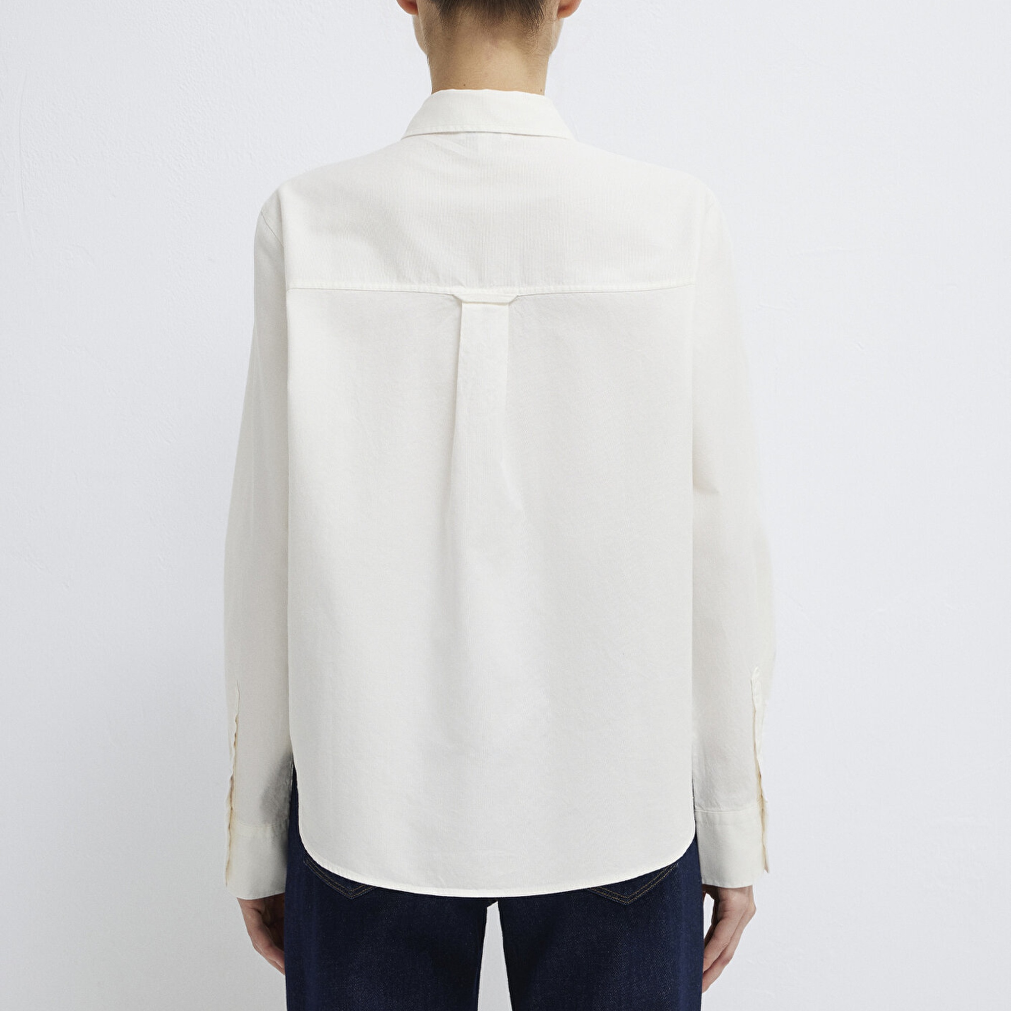 Mavi Ekru Gömlek Loose Fit / Bol Rahat Kesim 1211434-70057