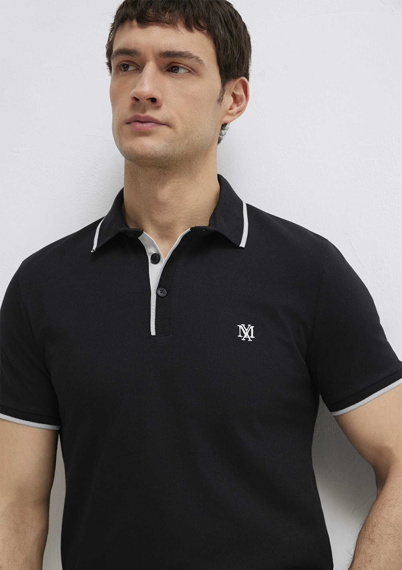  Mavi Siyah Polo Tişört Fitted / Vücuda Oturan Kesim 0613266-900