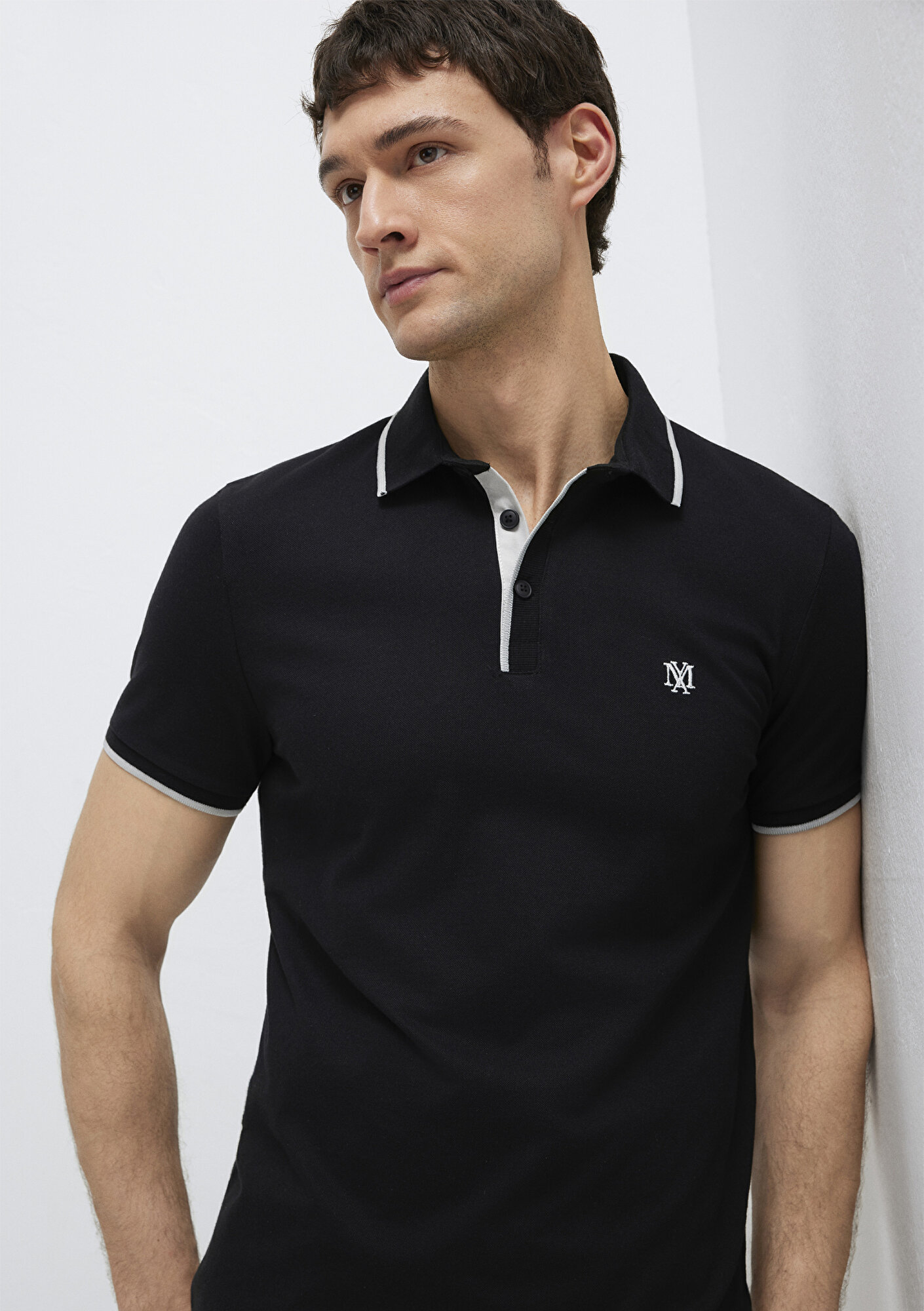 Mavi Siyah Polo Tişört Fitted / Vücuda Oturan Kesim 0613266-900