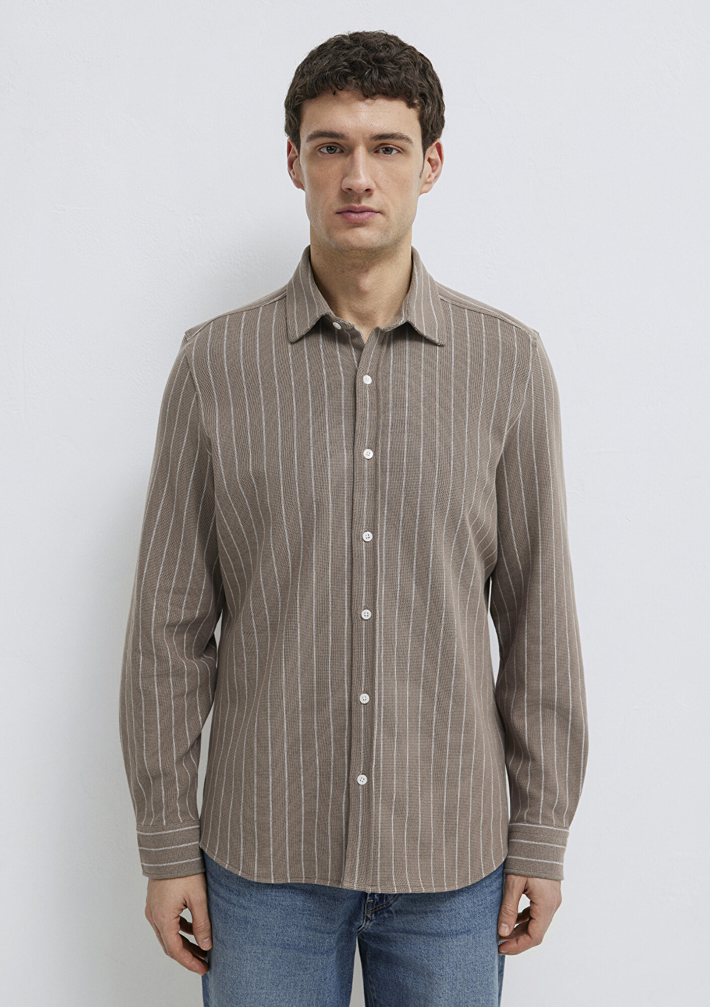 Mavi Çizgili Gömlek Regular Fit / Normal Kesim 0211998-91553