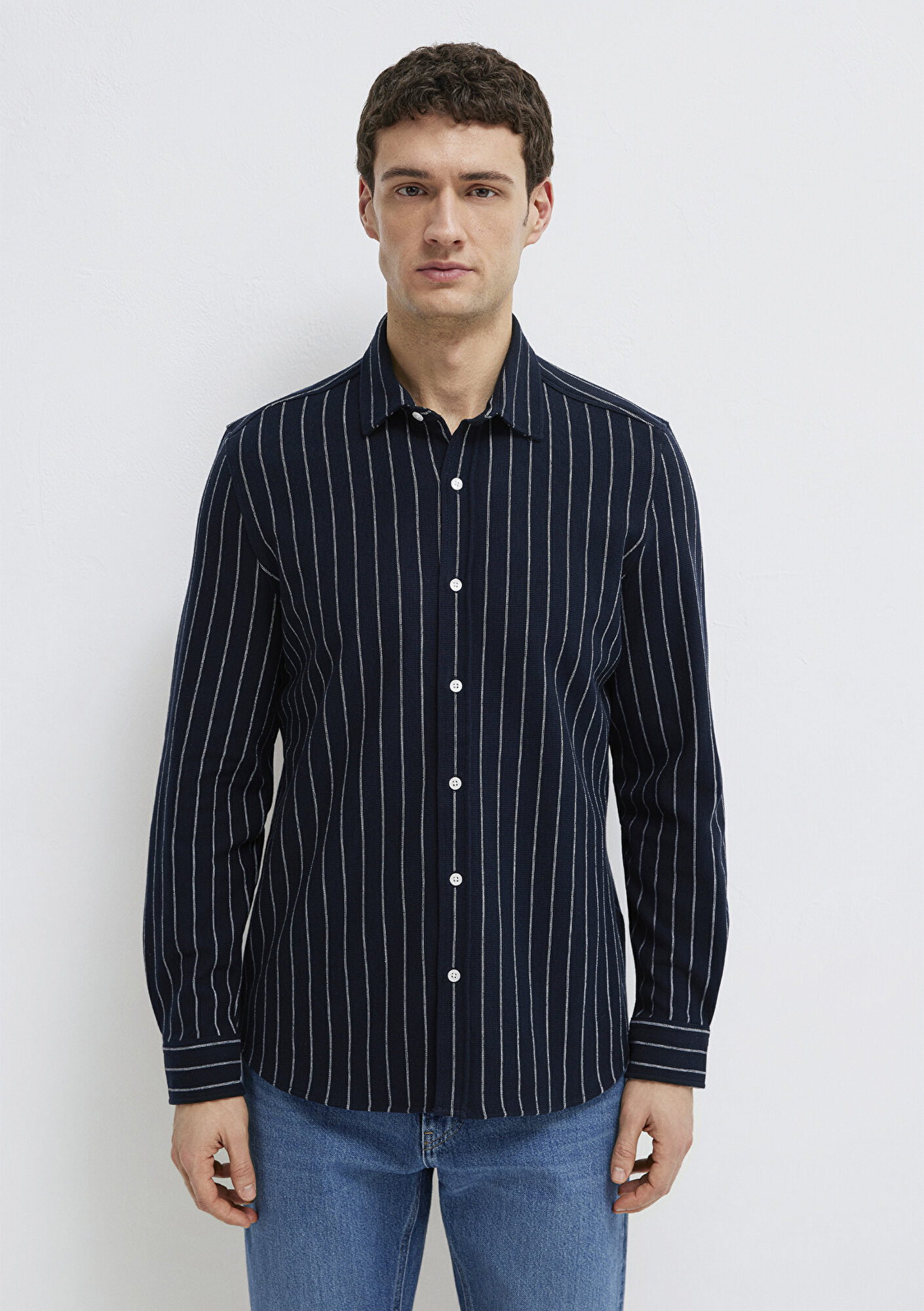  Mavi Çizgili Gömlek Regular Fit / Normal Kesim 0211998-91552