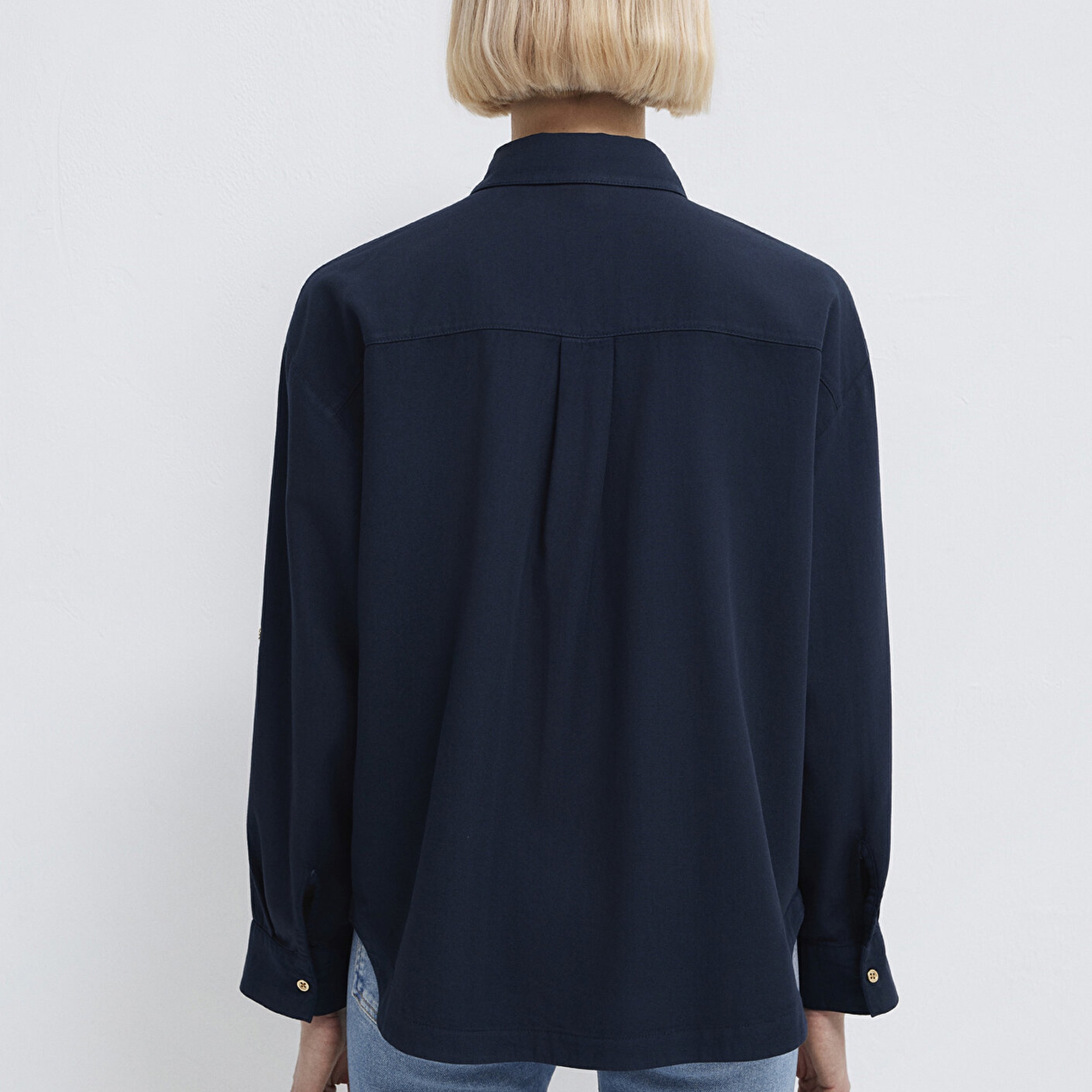 Mavi Lacivert Gömlek Loose Fit / Bol Rahat Kesim 1211383-70492