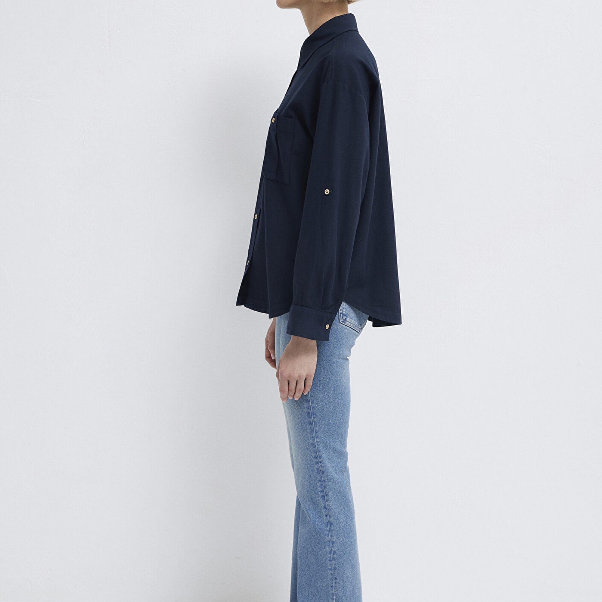 Mavi Lacivert Gömlek Loose Fit / Bol Rahat Kesim 1211383-70492