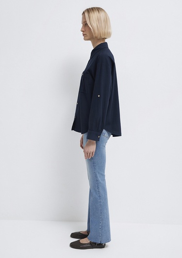  Mavi Lacivert Gömlek Loose Fit / Bol Rahat Kesim 1211383-70492
