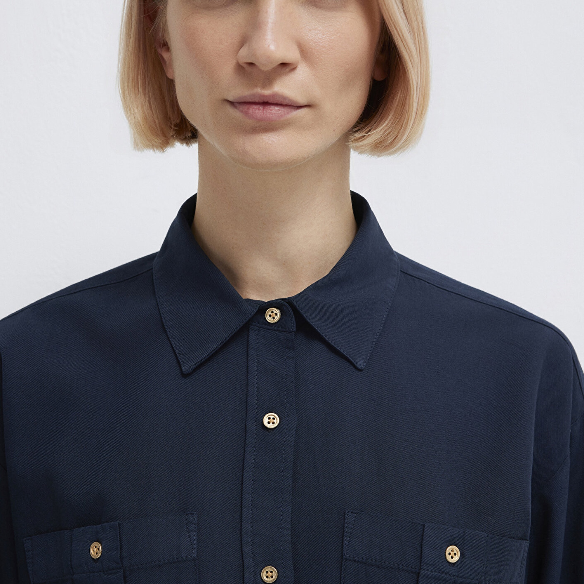 Mavi Lacivert Gömlek Loose Fit / Bol Rahat Kesim 1211383-70492