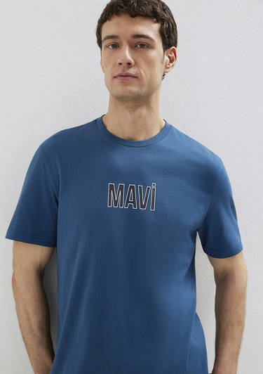  Mavi Mavi Baskılı Mavi Tişört Regular Fit / Normal Kesim 0613186-70764