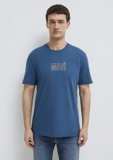  Mavi Mavi Baskılı Mavi Tişört Regular Fit / Normal Kesim 0613186-70764