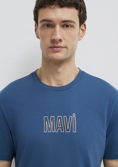  Mavi Mavi Baskılı Mavi Tişört Regular Fit / Normal Kesim 0613186-70764