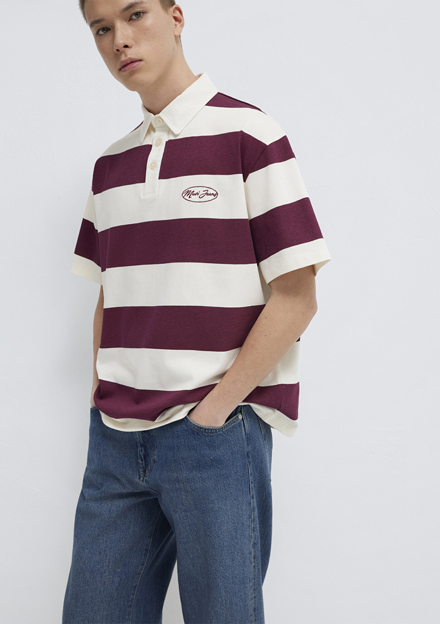 Mavi Mavi Jeans Çizgili Polo Tişört Boxy Fit 0613174-70670