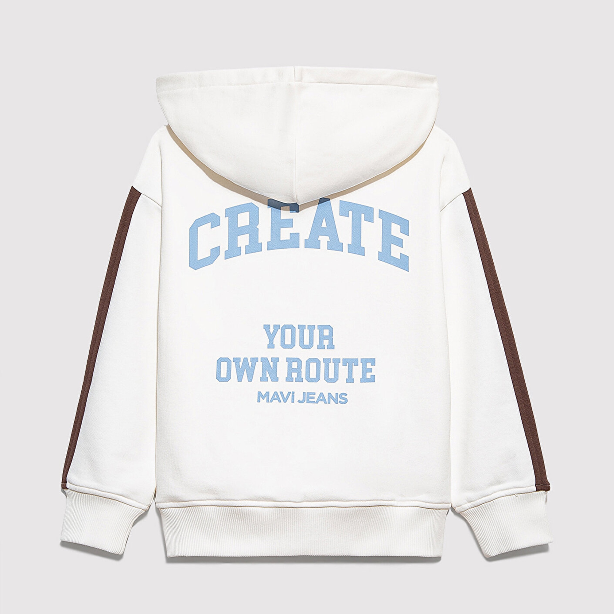 Mavi Baskılı Kapüşonlu Ekru Sweatshirt 6S10165-70057